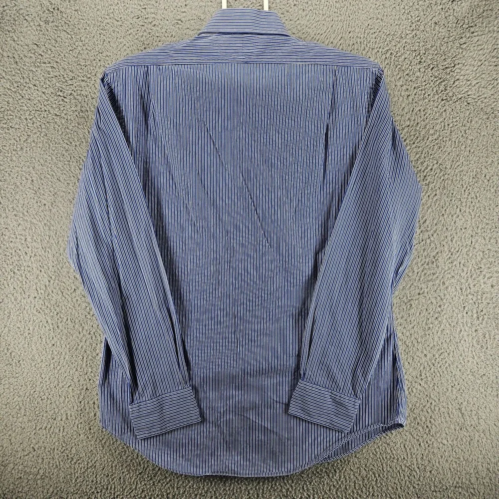 Polo by Ralph Lauren Men's Dress Shirt Sz 16 34/35 Blue White Striped Custom Fit